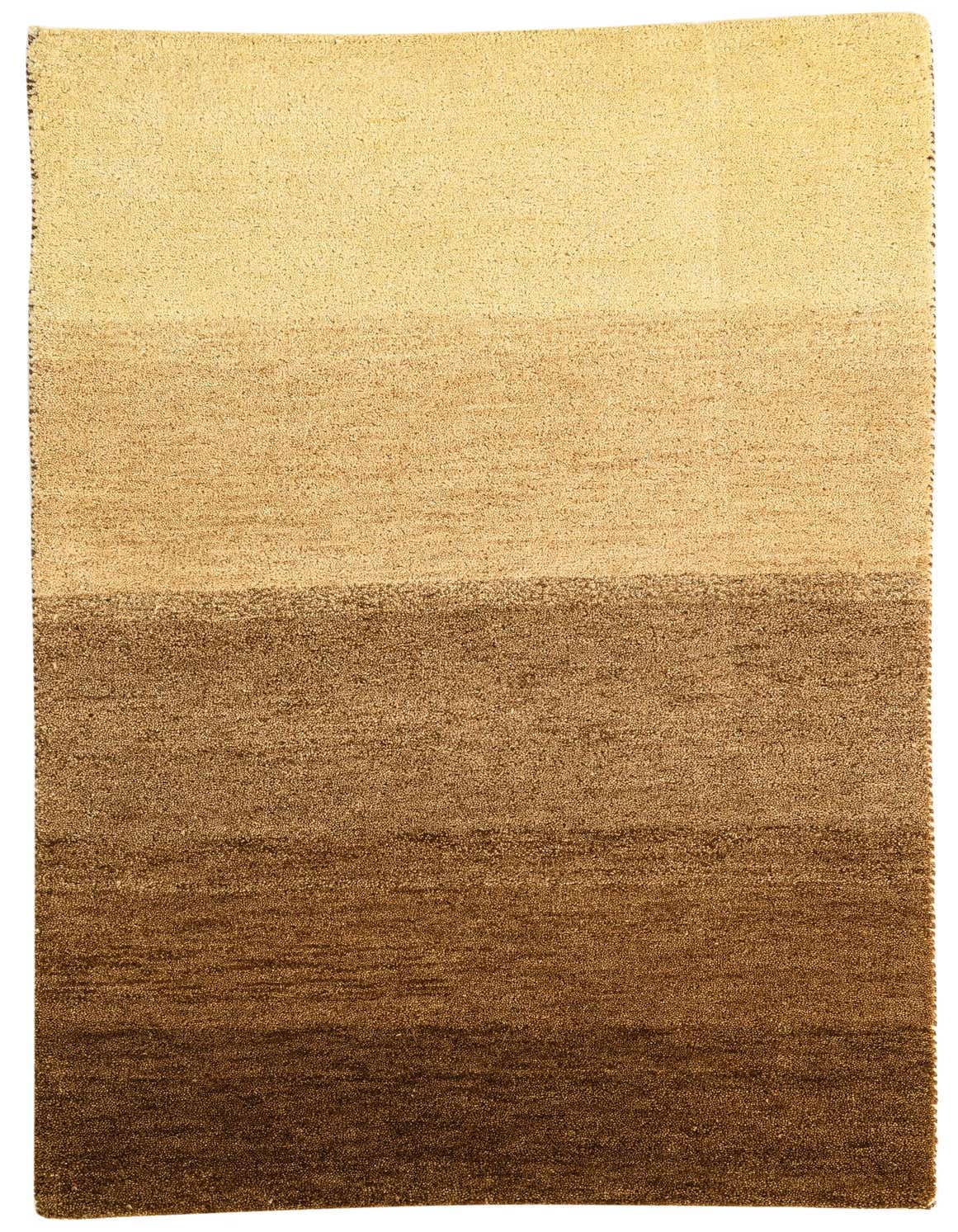 A 3x5 rectangular Kashkuli Gabbeh wool rug featuring a modern multi-colored gradient design, transitioning from light beige to rich brown.