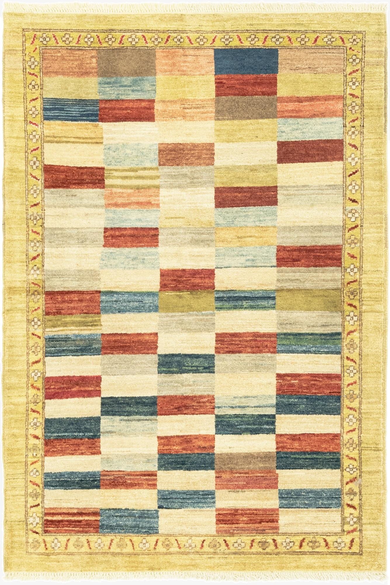  3' 4 x 5'  Hand Knotted Kashkuli Gabbeh Wool Rug