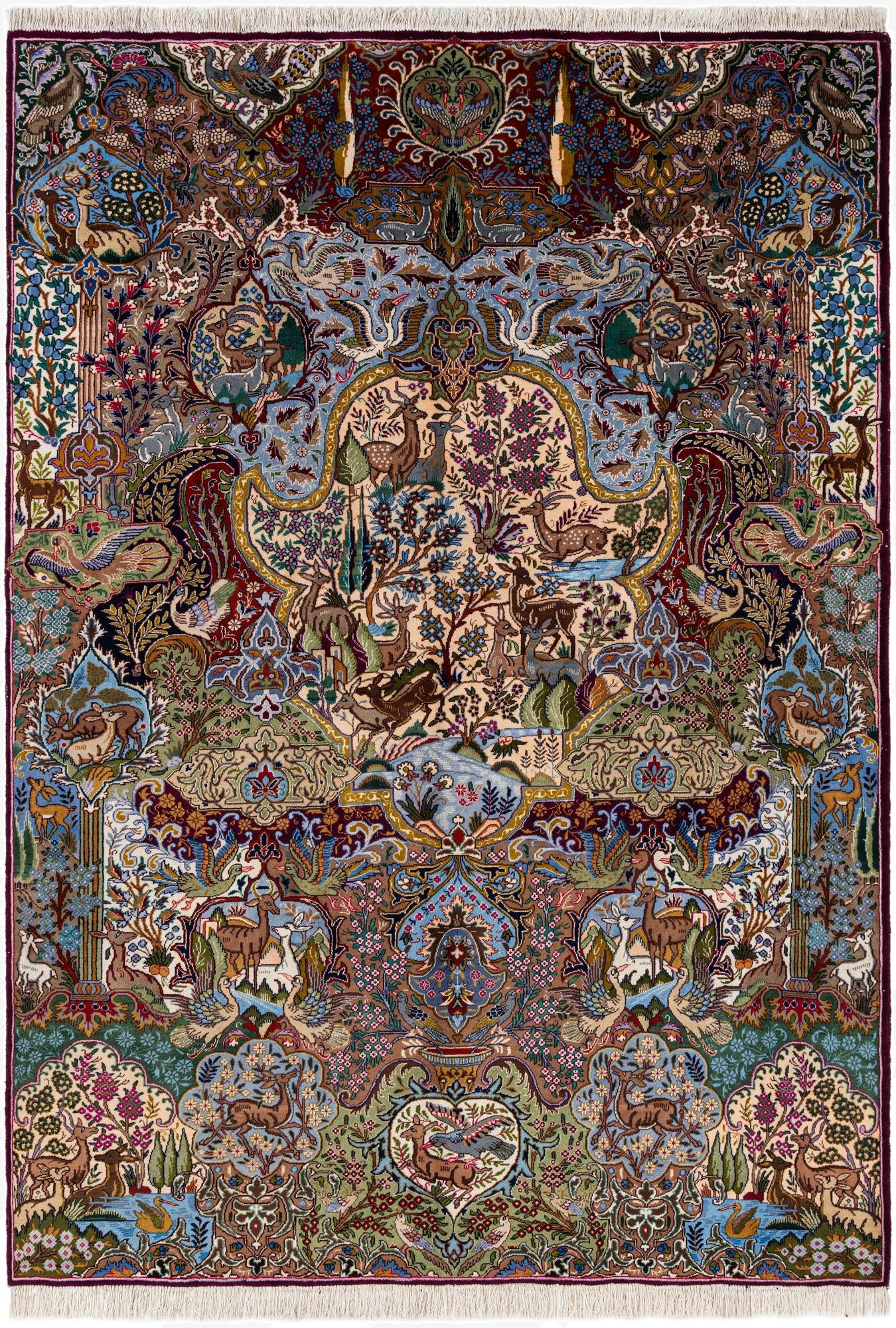  7' 11 x 11' 2  Hand Knotted Kashmar Persian Wool Rug