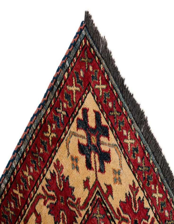 Detail image of  4' 3 x 5' 3  Hand Knotted Kazak Wool Rug