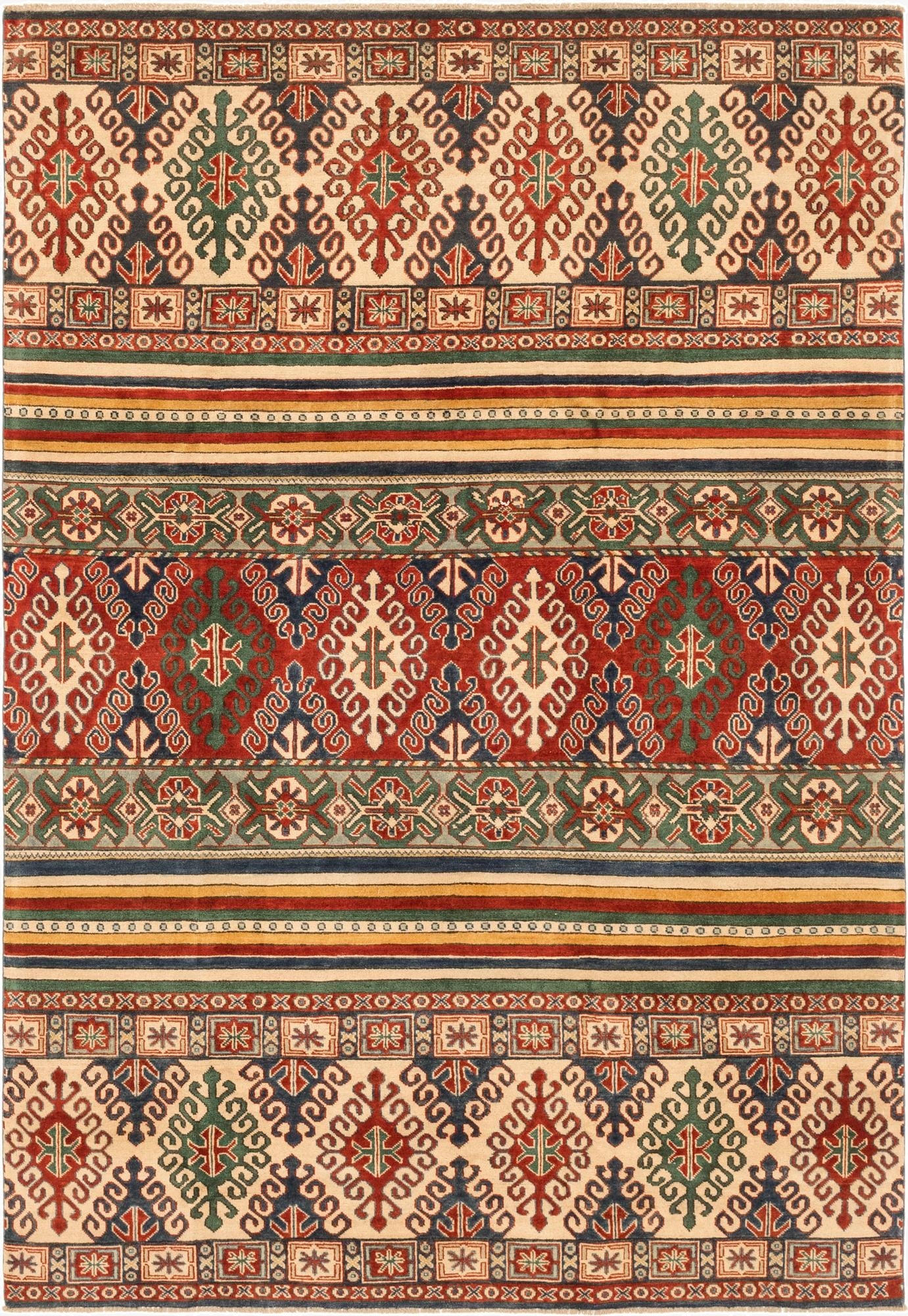  6' 6 x 9' 7  Hand Knotted Kazak Rug