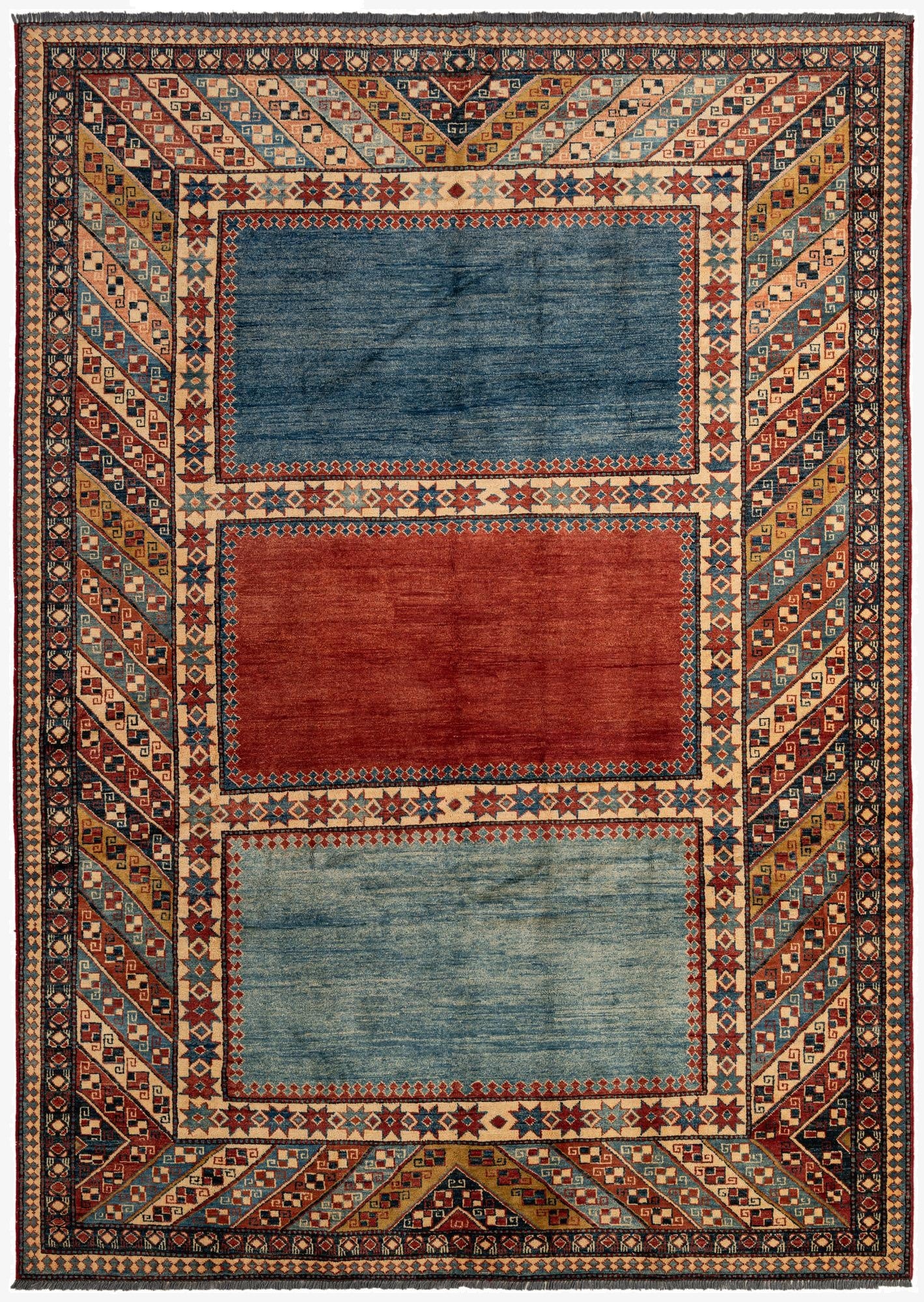  7' 1 x 10' 3  Hand Knotted Kazak Wool Rug