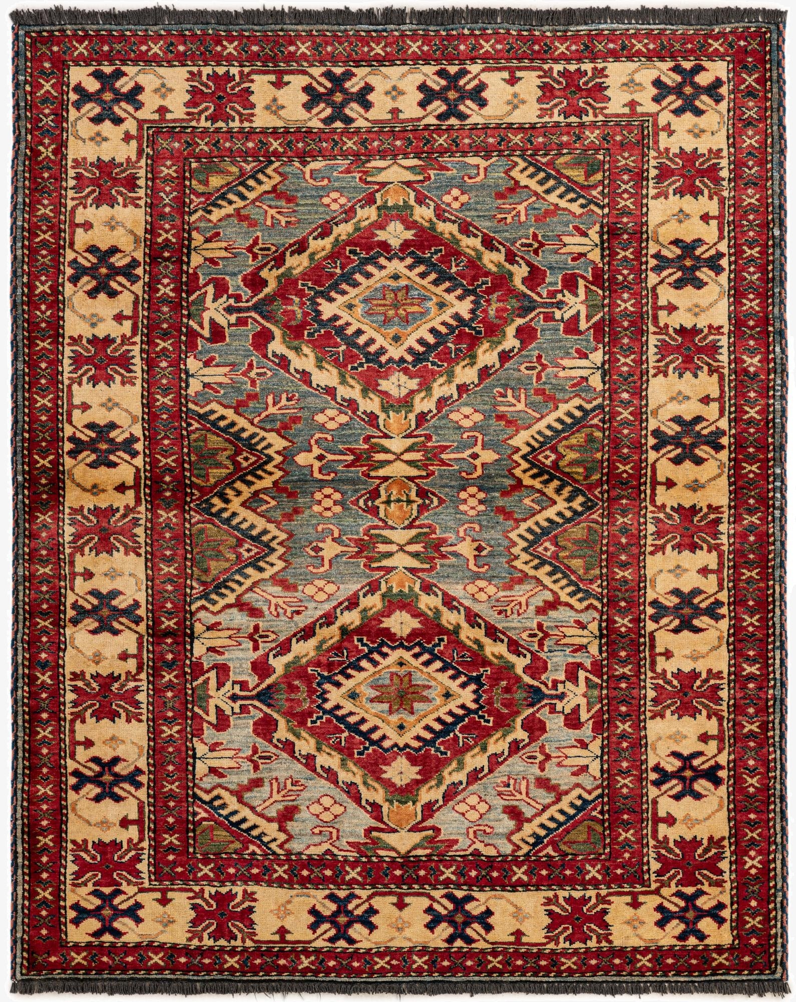  4' 3 x 5' 3  Hand Knotted Kazak Wool Rug