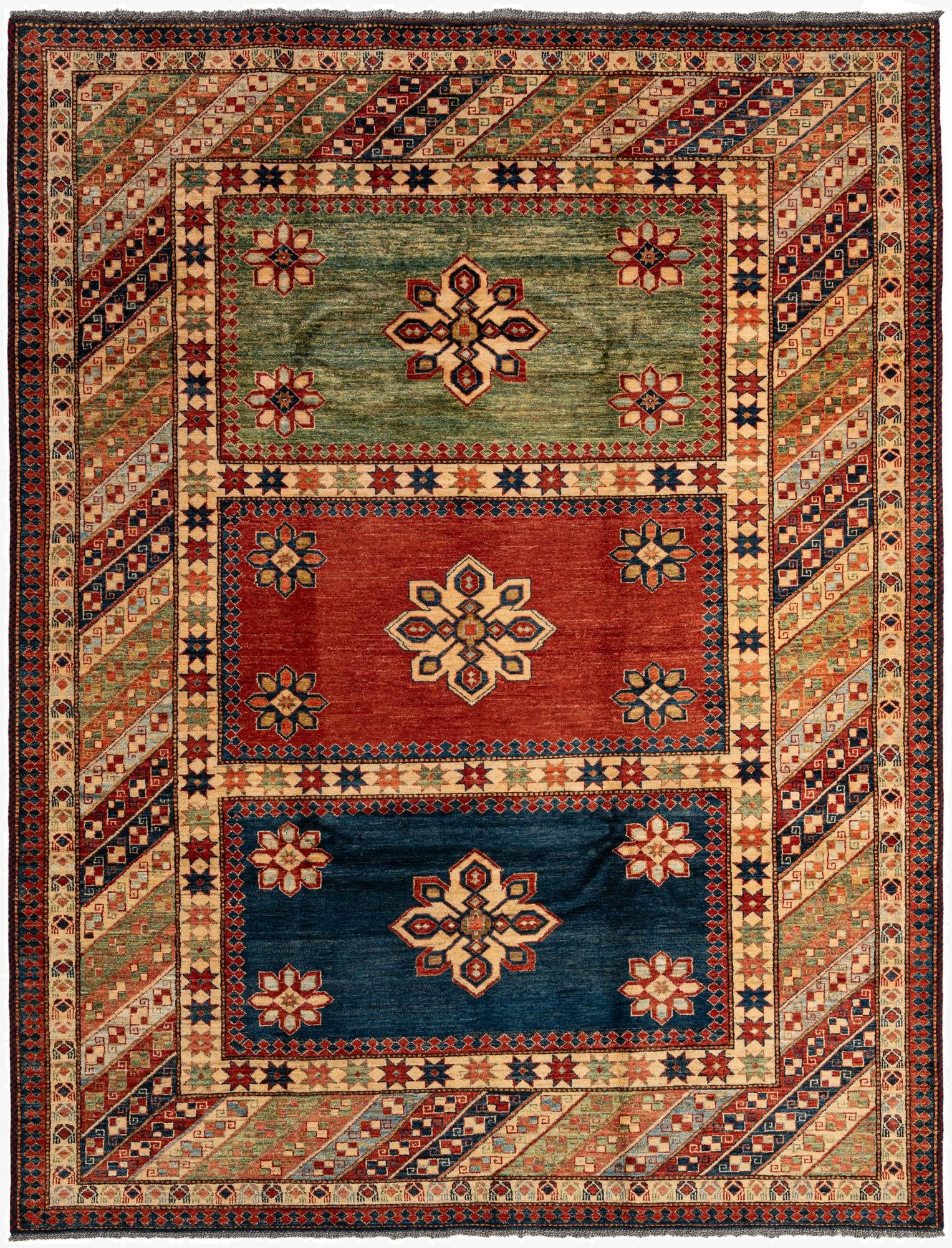  7' 5 x 9' 7  Hand Knotted Kazak Wool Rug
