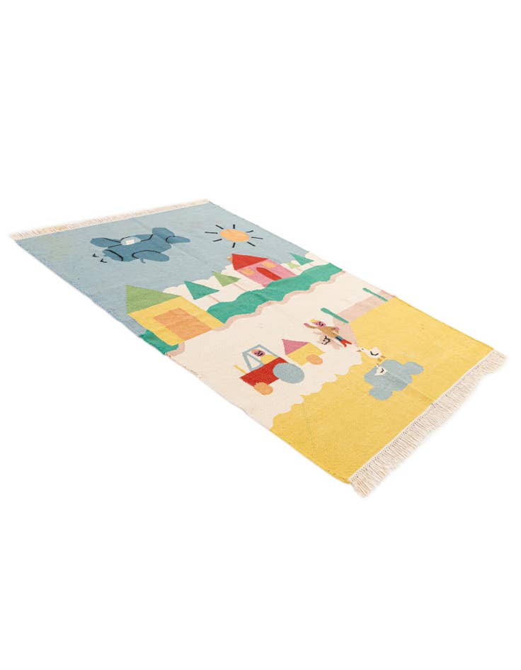 Detail image of  4' x 5' 9  Hand Knotted Kilim Dhurrie Wool Rug