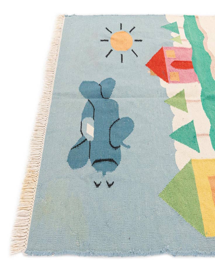 Detail image of  4' x 5' 9  Hand Knotted Kilim Dhurrie Wool Rug