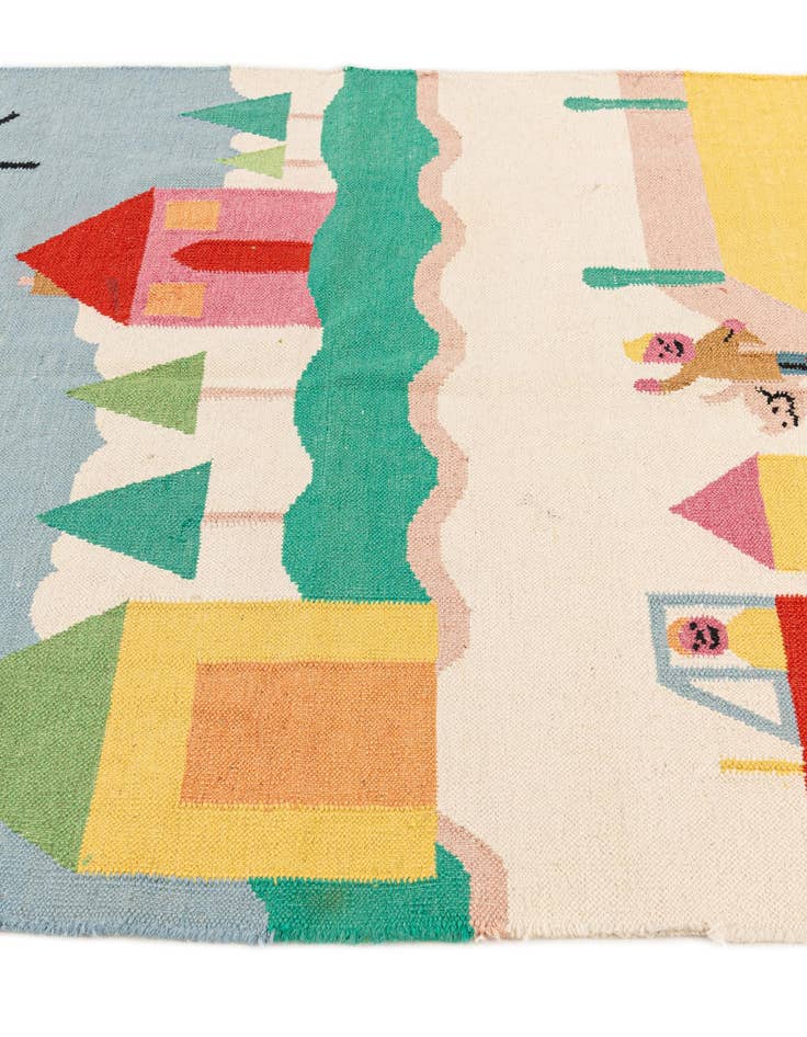 Detail image of  4' x 5' 9  Hand Knotted Kilim Dhurrie Wool Rug