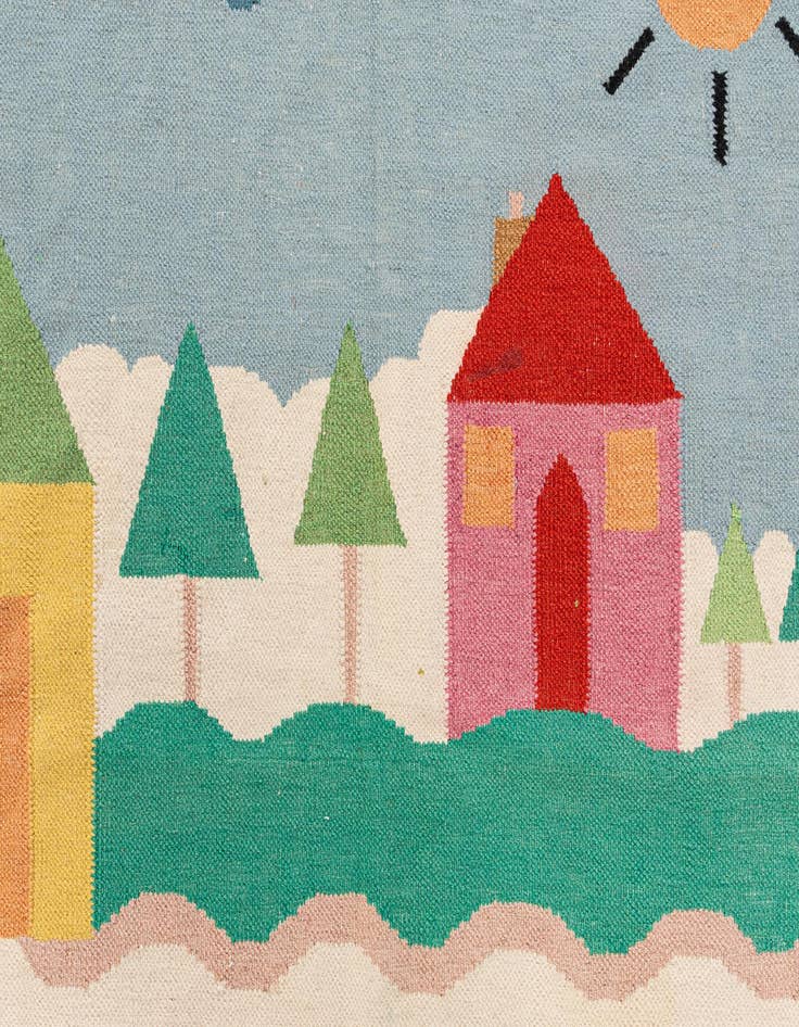 Detail image of  4' x 5' 9  Hand Knotted Kilim Dhurrie Wool Rug