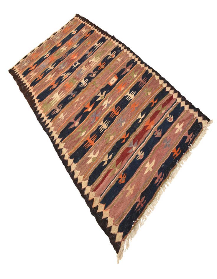 Detail image of  4' 9 x 8'  Hand Woven Kilim Fars Wool Rug