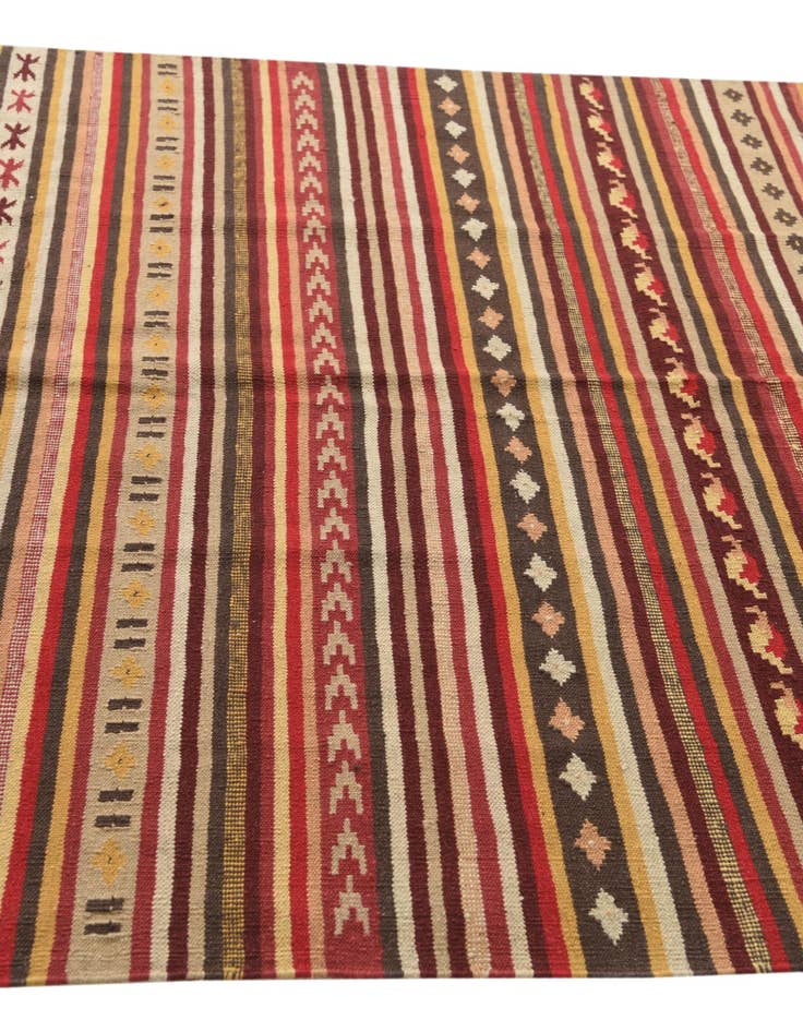 Detail image of  4' 8 x 6' 9  Hand Woven Kilim Fars Wool Rug