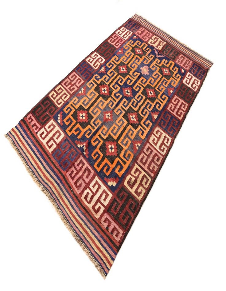 Detail image of 4' 5 x 7' 6 Hand Woven Kilim Fars Wool Rug