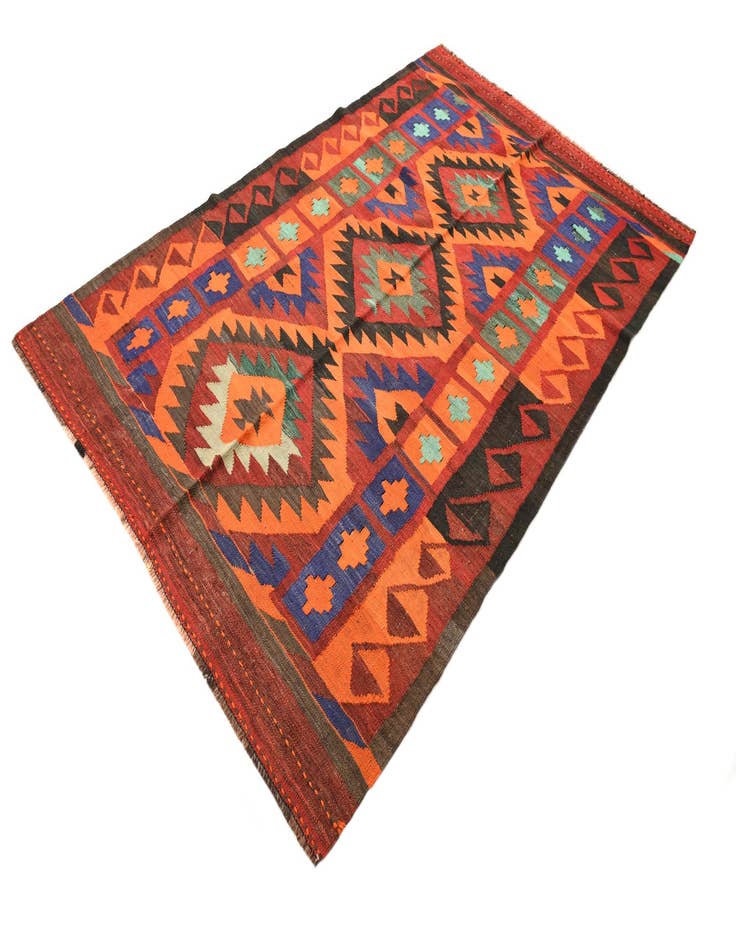 Detail image of  5' 5 x 8' 7  Hand Woven Kilim Fars Wool Rug