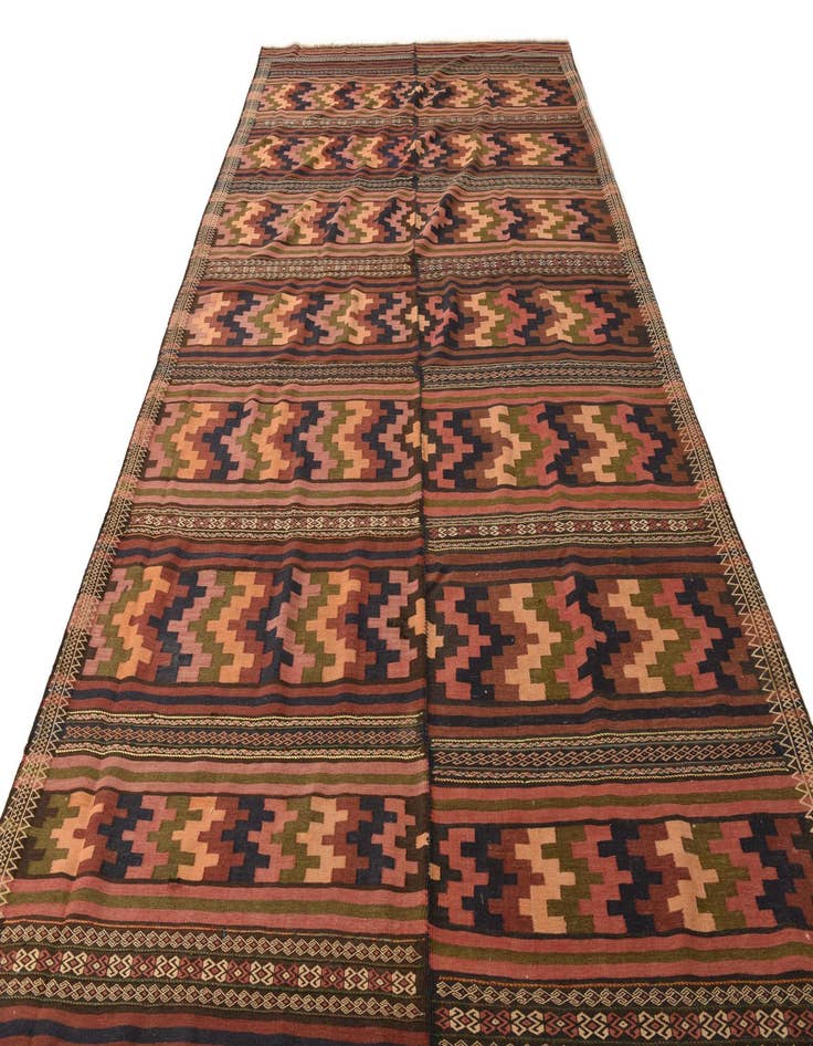 Detail image of  6' 10 x 13' 6  Hand Woven Kilim Fars Wool Rug