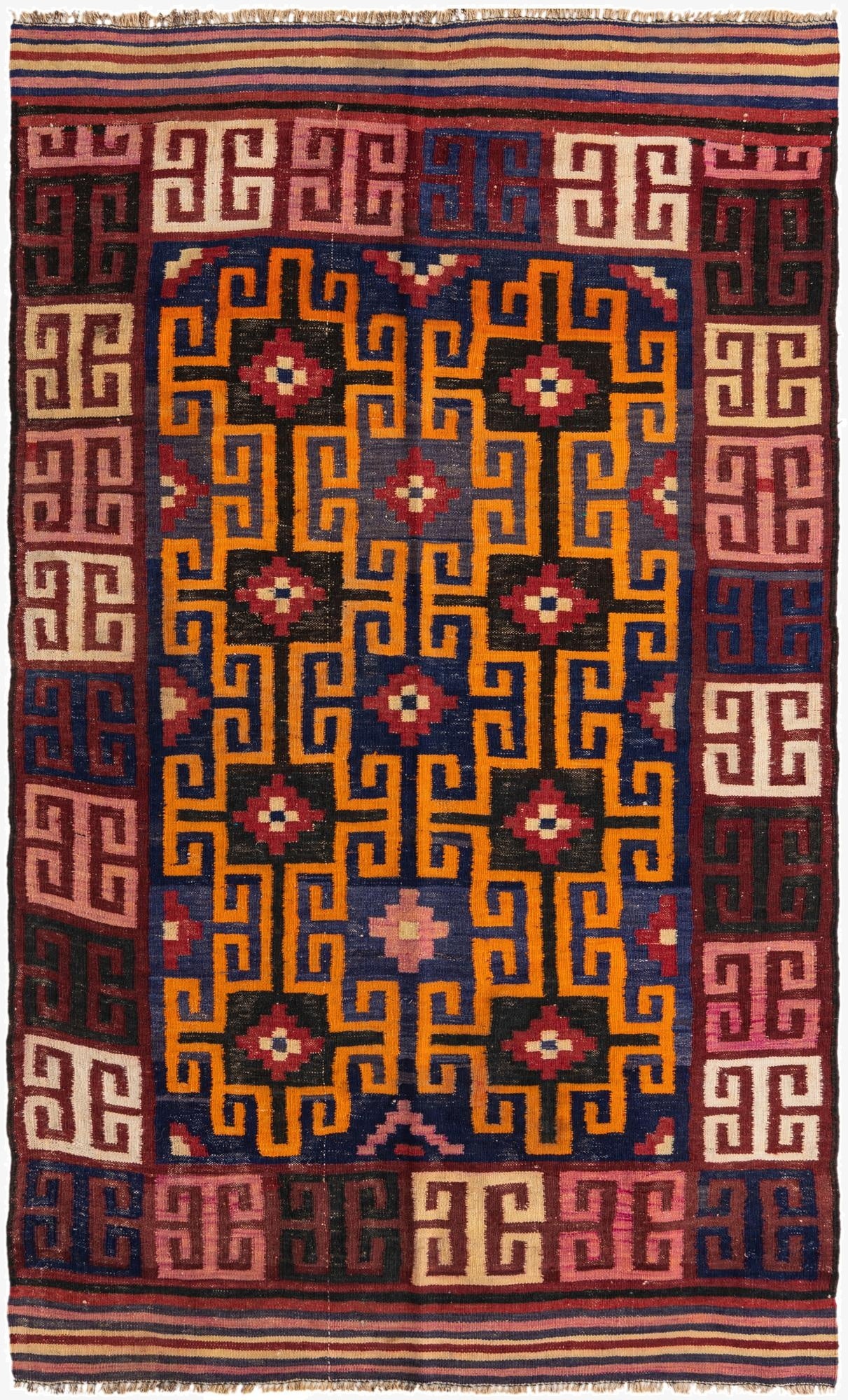  4' 5 x 7' 6  Hand Woven Kilim Fars Wool Rug