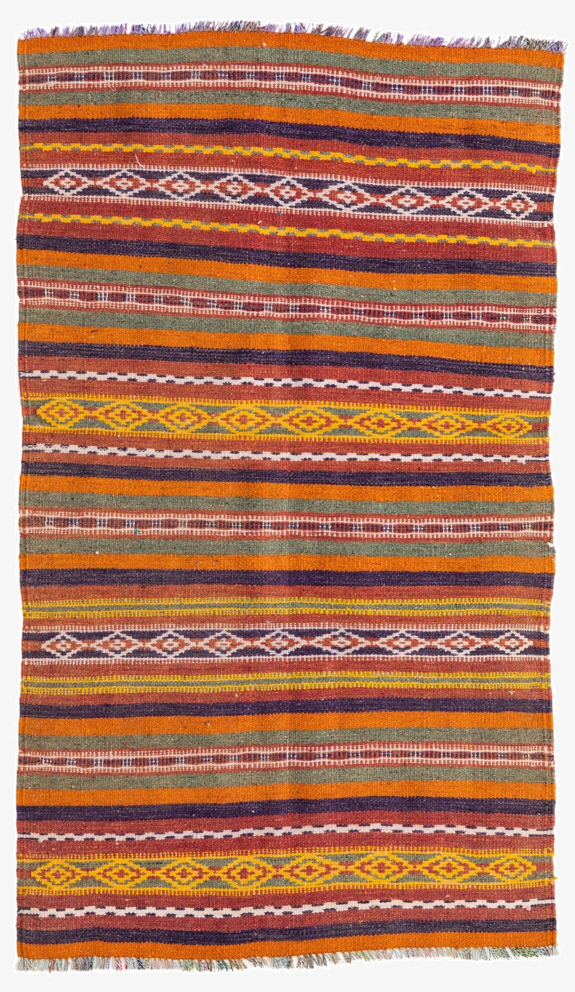  3' 7 x 6' 3  Hand Knotted Kilim Fars Persian Wool Rug