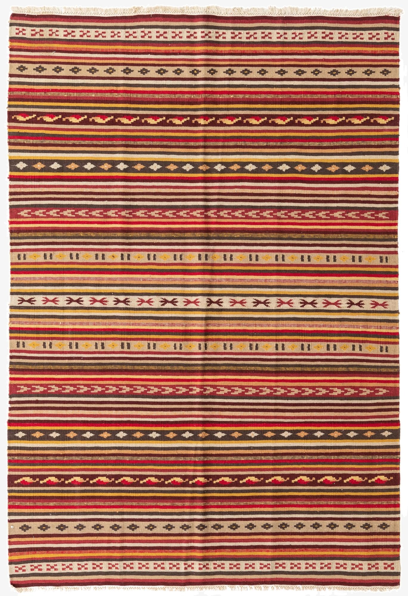 4' 8 x 6' 9  Hand Woven Kilim Fars Wool Rug