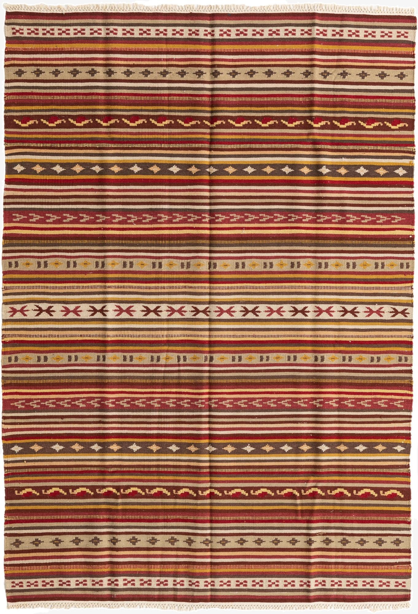  4' 7 x 6' 7  Hand Woven Kilim Fars Wool Rug