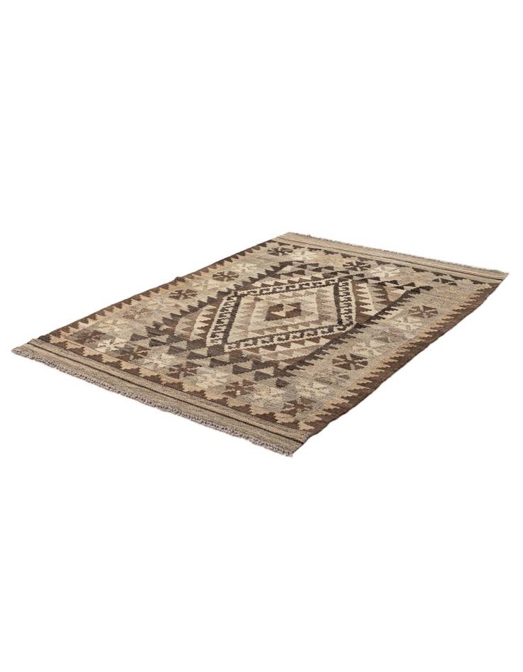 Detail image of  3' 2 x 4' 9  Hand Woven Kilim Maymana Wool Rug