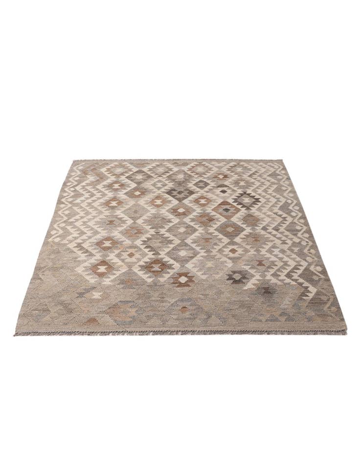 Detail image of  5' 4 x 6' 7  Hand Woven Kilim Maymana Wool Rug