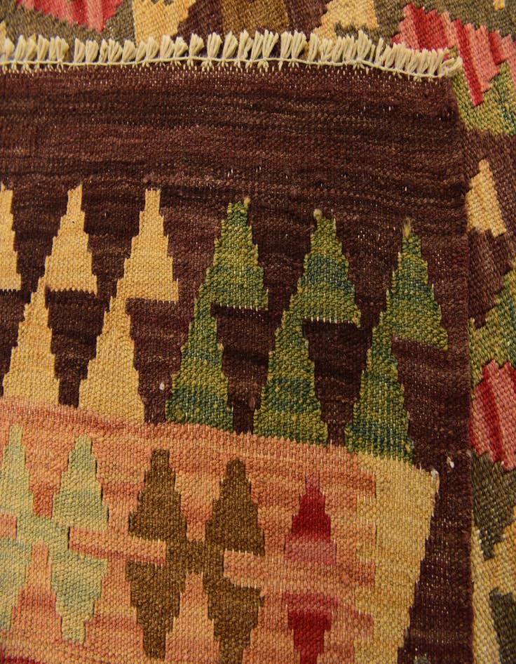 Detail image of  3' 2 x 4' 9  Hand Woven Kilim Maymana Wool Rug