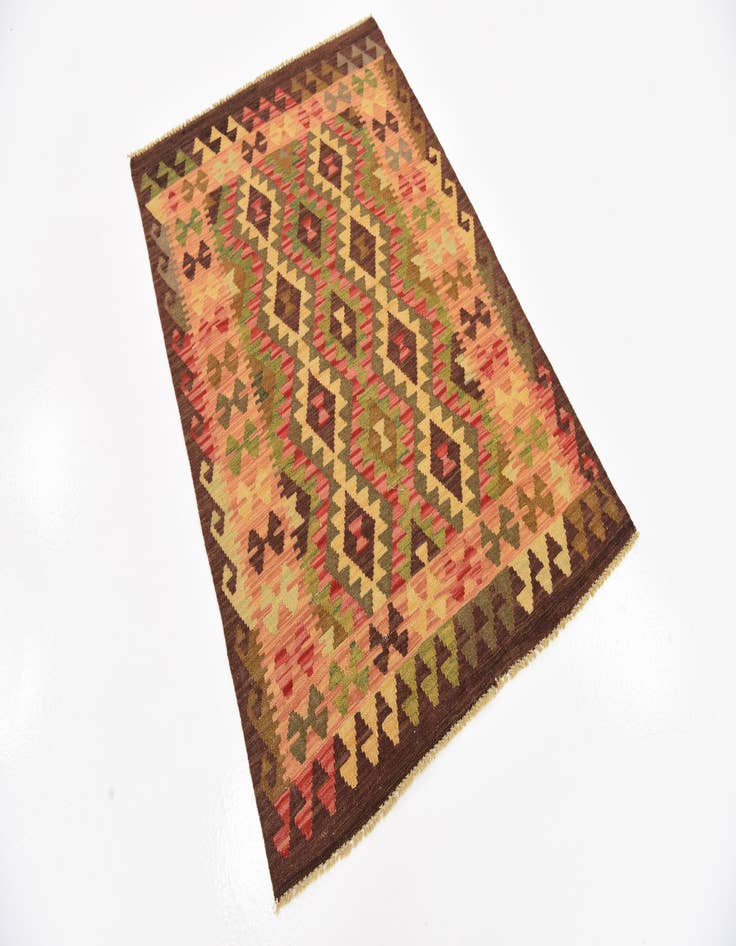 Detail image of  3' 2 x 4' 9  Hand Woven Kilim Maymana Wool Rug