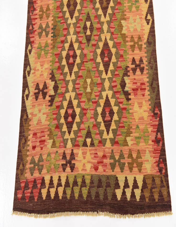 Detail image of  3' 2 x 4' 9  Hand Woven Kilim Maymana Wool Rug