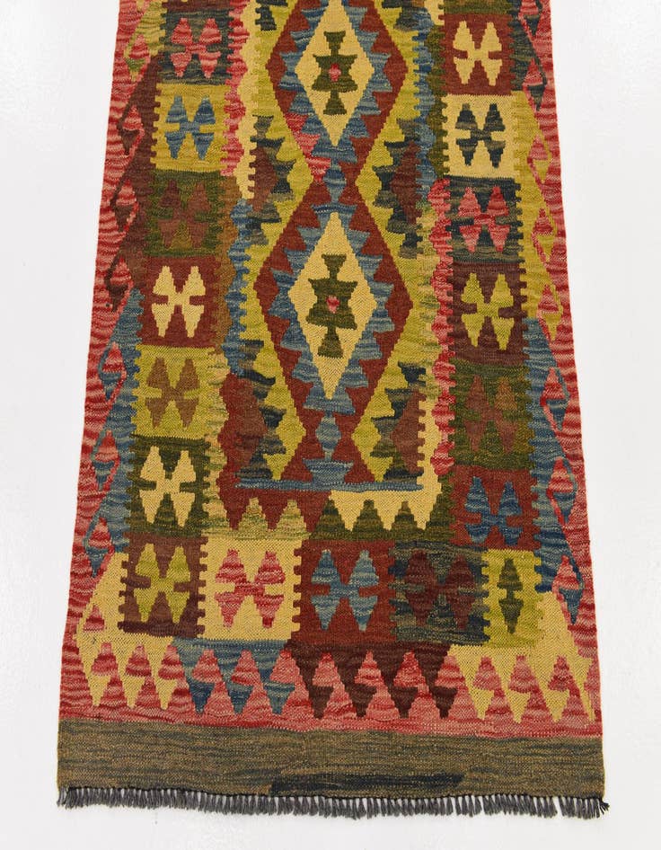 Detail image of  3' 2 x 4' 10  Hand Woven Kilim Maymana Wool Rug