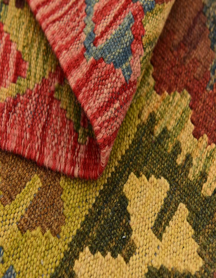 Detail image of  3' 2 x 4' 10  Hand Woven Kilim Maymana Wool Rug