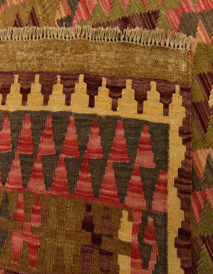 Detail image of  3' 4 x 5' 2  Hand Woven Kilim Maymana Wool Rug