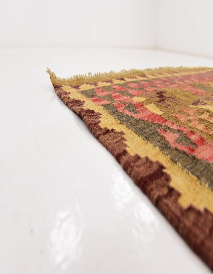 Detail image of  3' 4 x 5' 2  Hand Woven Kilim Maymana Wool Rug