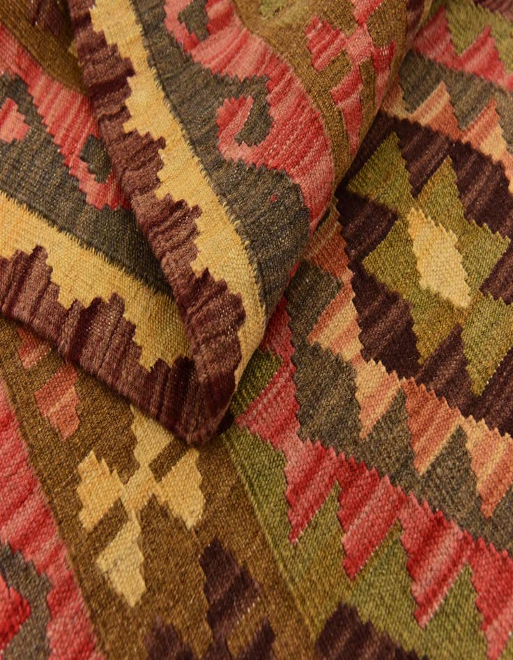 Detail image of  3' 4 x 5' 2  Hand Woven Kilim Maymana Wool Rug
