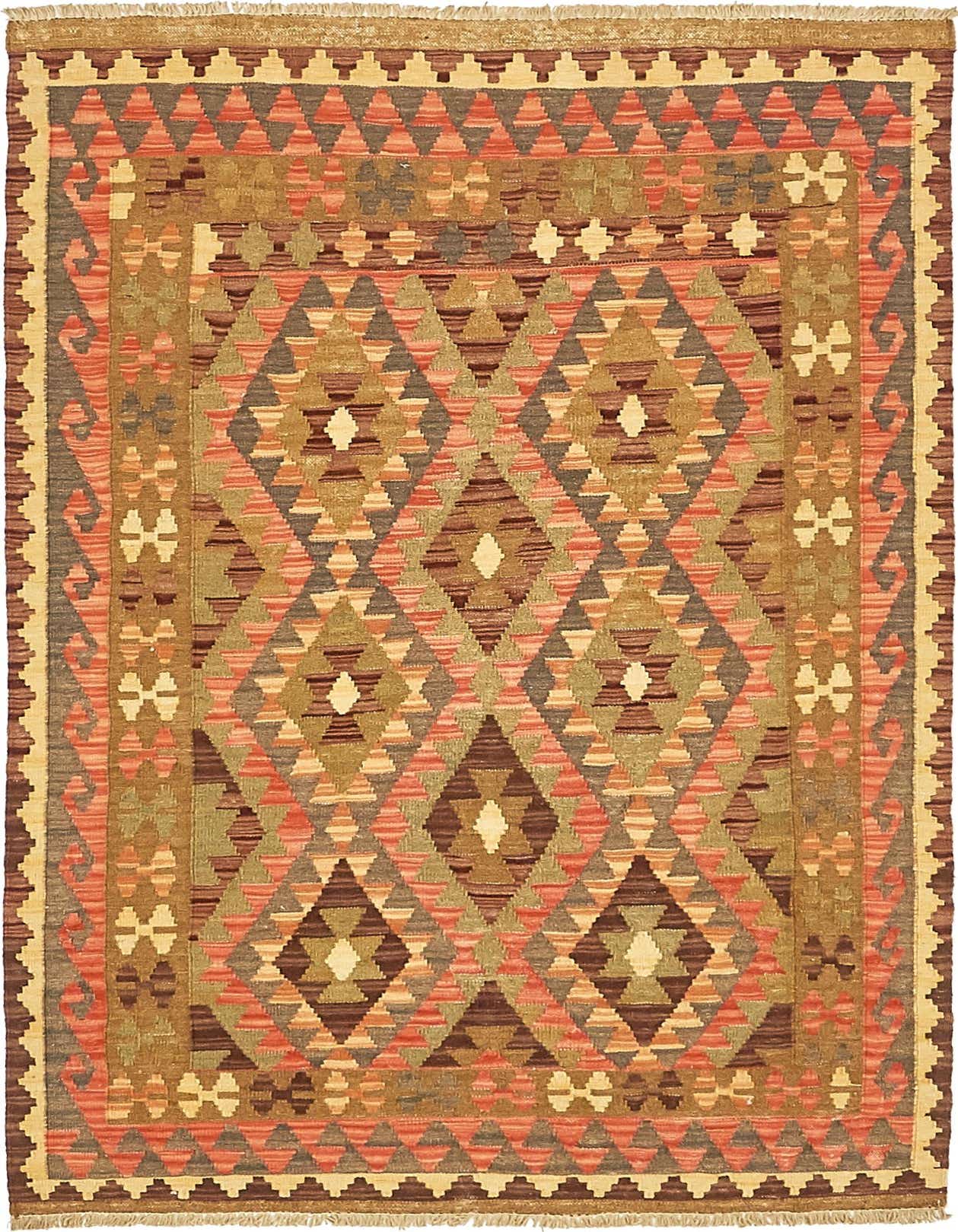 Primary image  3' 4 x 5' 2  Hand Woven Kilim Maymana Wool Rug