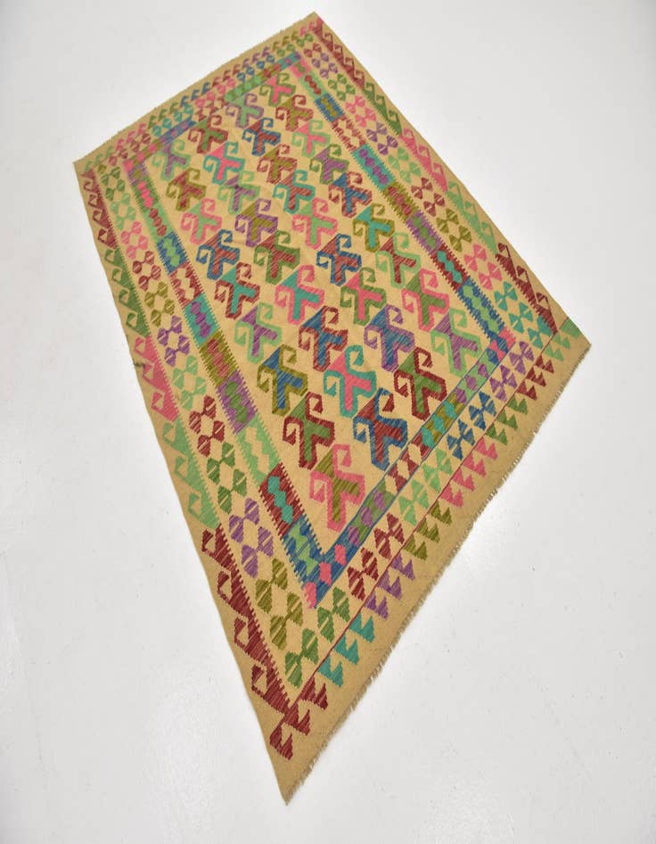 Detail image of  5' x 6' 8  Hand Woven Kilim Maymana Wool Rug