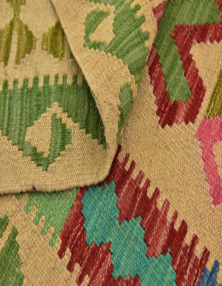 Detail image of  5' x 6' 8  Hand Woven Kilim Maymana Wool Rug
