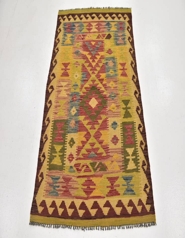 Detail image of  3' 5 x 5' 2  Hand Woven Kilim Maymana Wool Rug