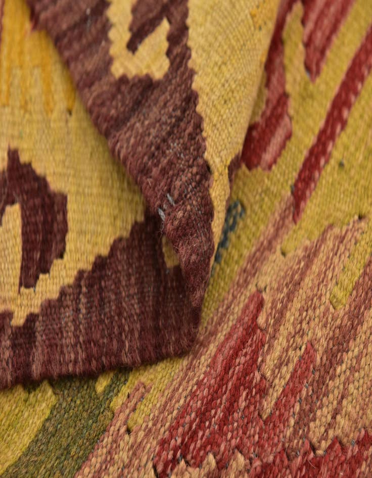 Detail image of  3' 5 x 5' 2  Hand Woven Kilim Maymana Wool Rug