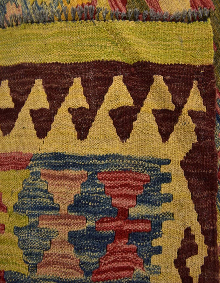 Detail image of  3' 5 x 5' 2  Hand Woven Kilim Maymana Wool Rug