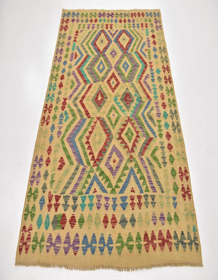 Detail image of  4' 10 x 6' 3  Hand Woven Kilim Maymana Wool Rug