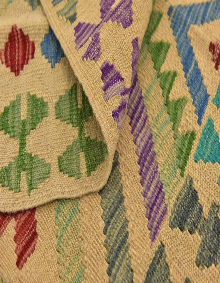 Detail image of  4' 10 x 6' 3  Hand Woven Kilim Maymana Wool Rug