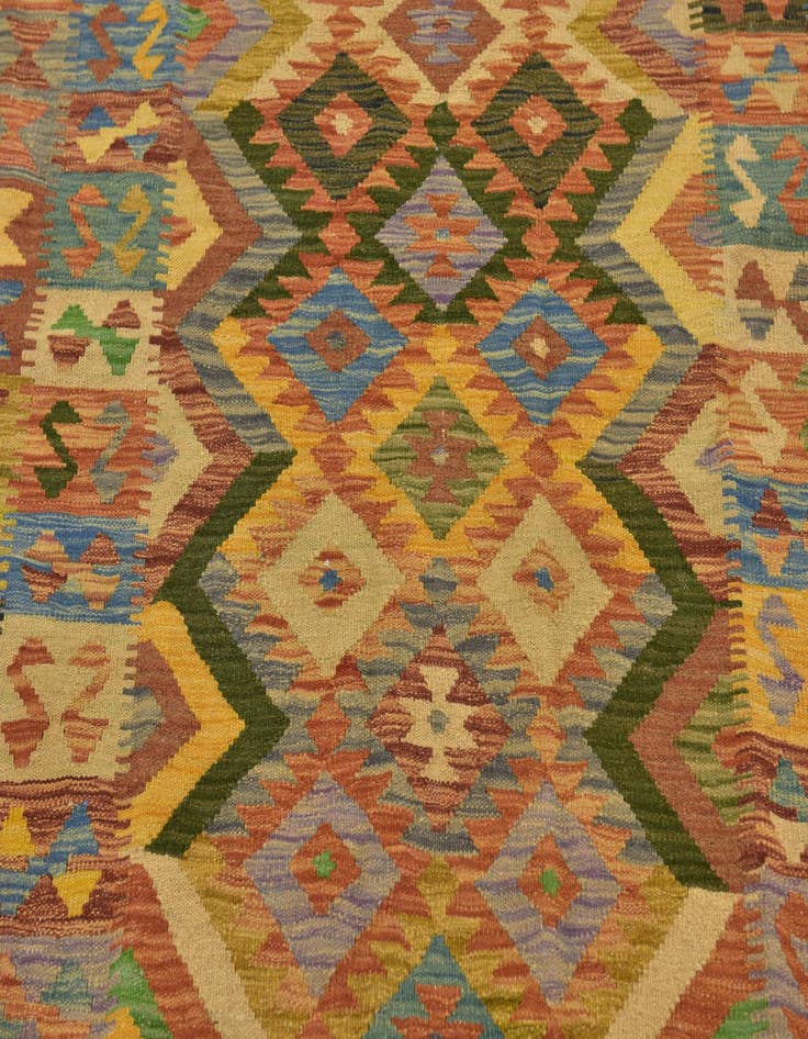 Detail image of  4' 7 x 6' 5  Hand Woven Kilim Maymana Wool Rug