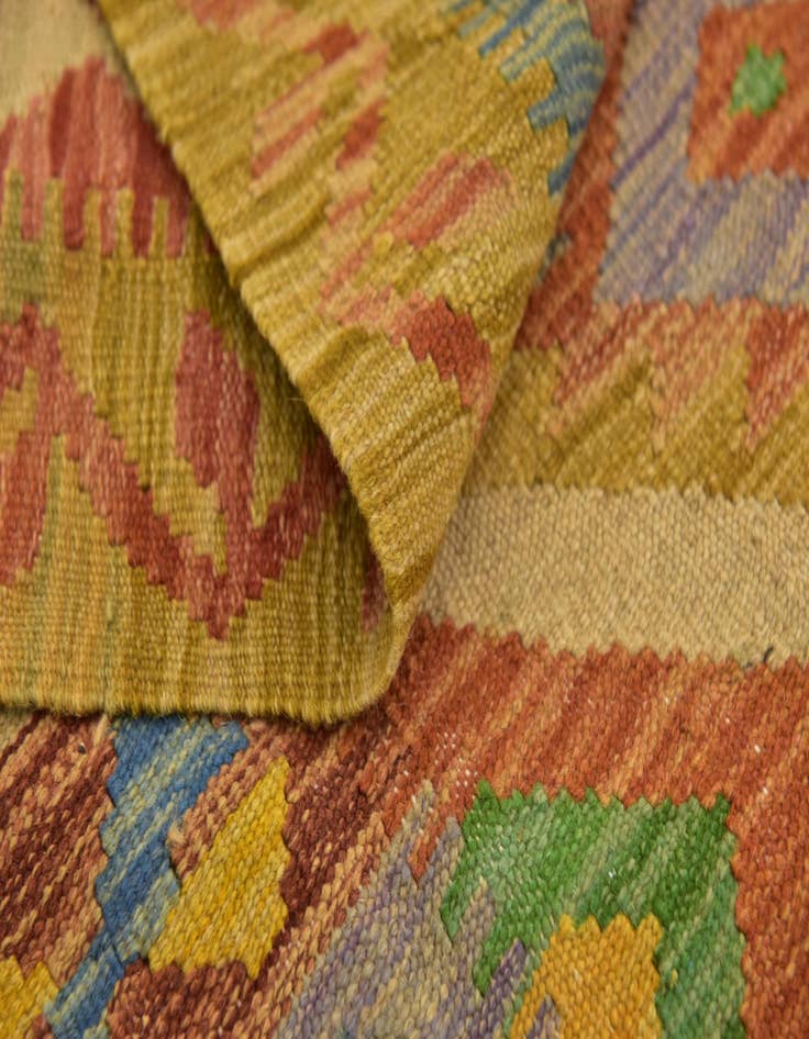 Detail image of  4' 7 x 6' 5  Hand Woven Kilim Maymana Wool Rug