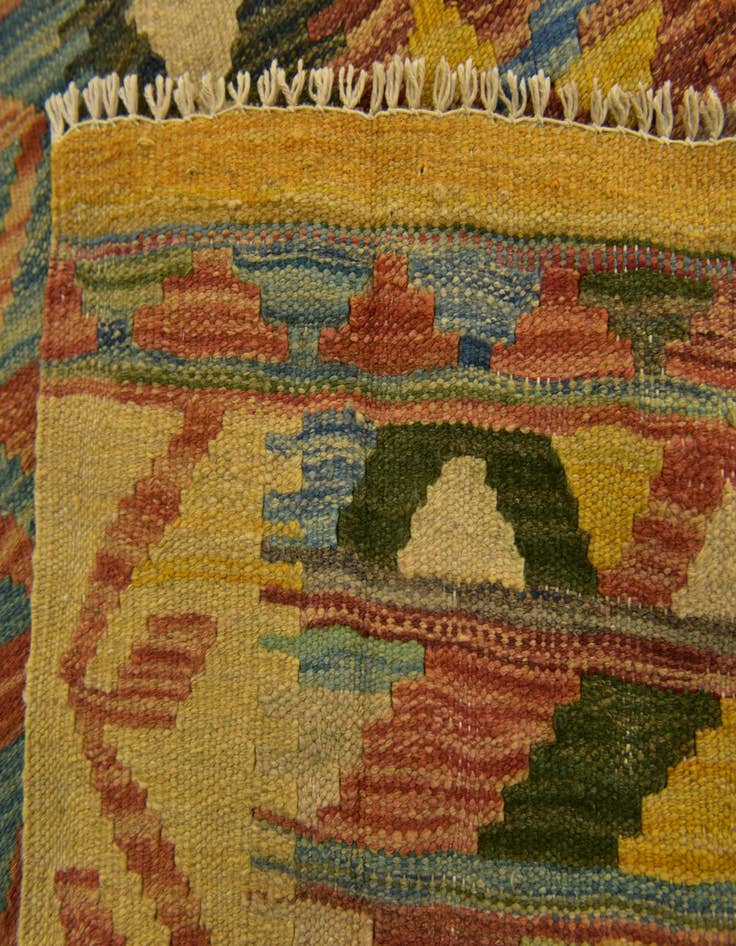 Detail image of  4' 7 x 6' 5  Hand Woven Kilim Maymana Wool Rug
