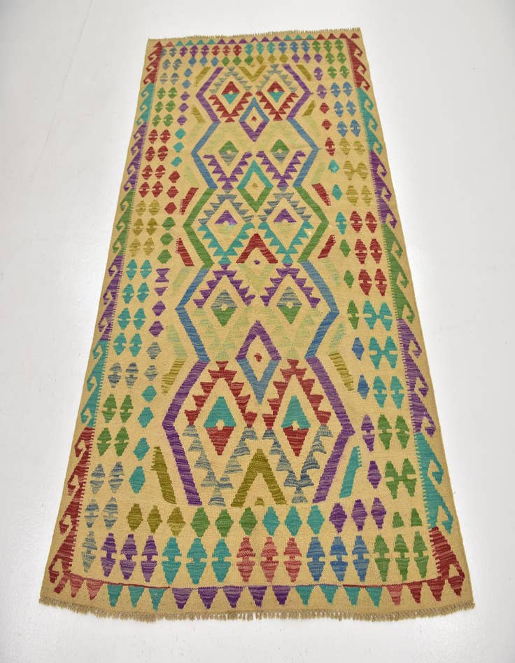 Detail image of  4' 10 x 6' 5  Hand Woven Kilim Maymana Wool Rug