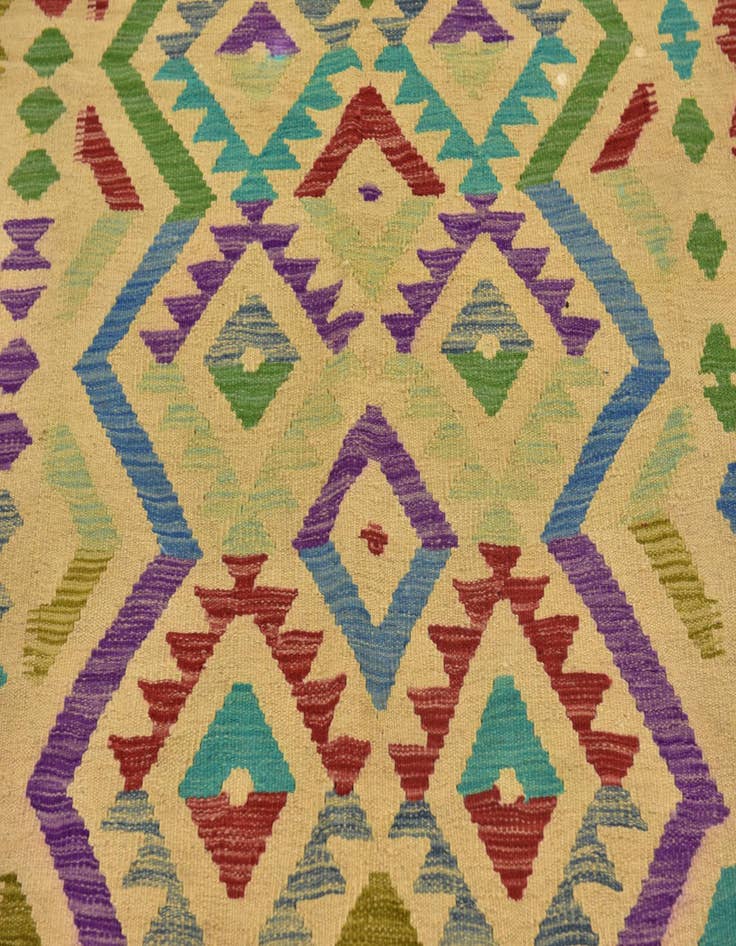 Detail image of  4' 10 x 6' 5  Hand Woven Kilim Maymana Wool Rug