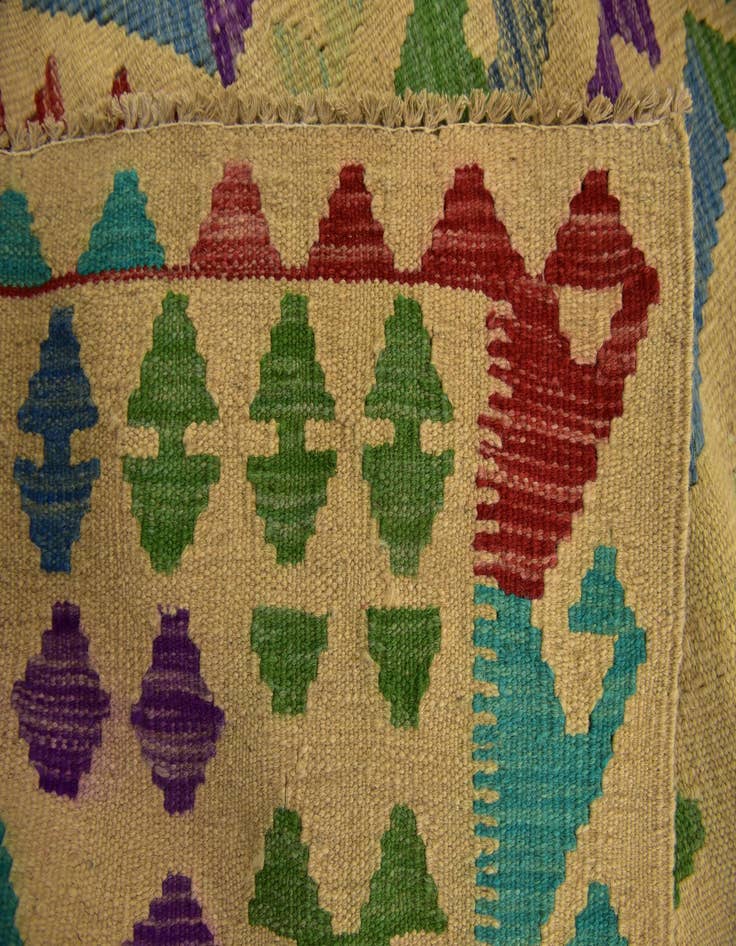 Detail image of  4' 10 x 6' 5  Hand Woven Kilim Maymana Wool Rug