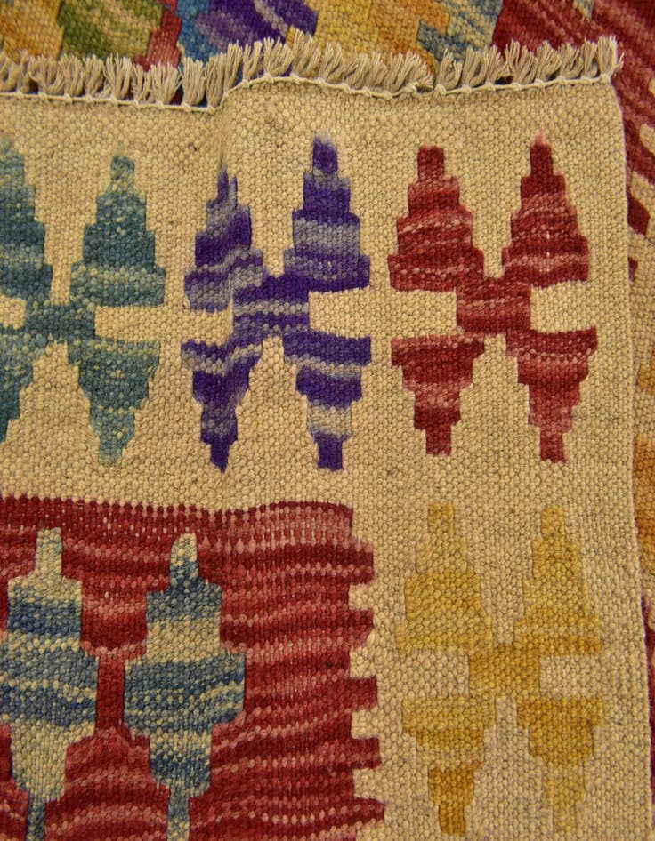 Detail image of  3' 5 x 6' 6  Hand Woven Kilim Maymana Wool Rug