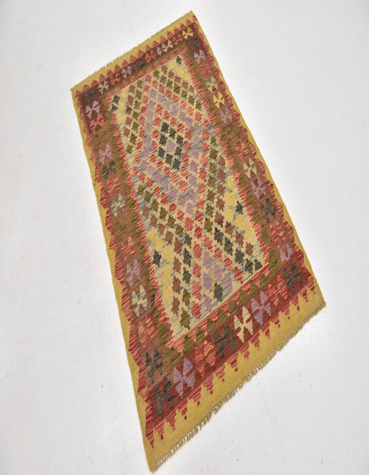 Detail image of  3' 3 x 4' 10  Hand Woven Kilim Maymana Wool Rug