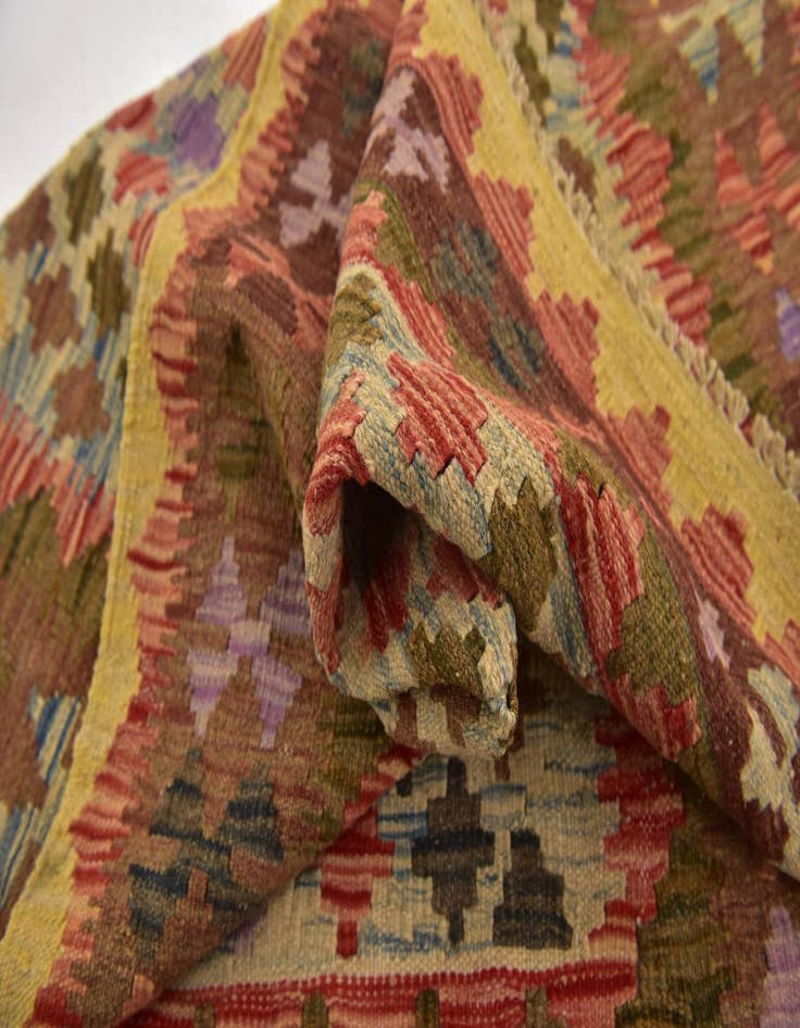 Detail image of  3' 3 x 4' 10  Hand Woven Kilim Maymana Wool Rug