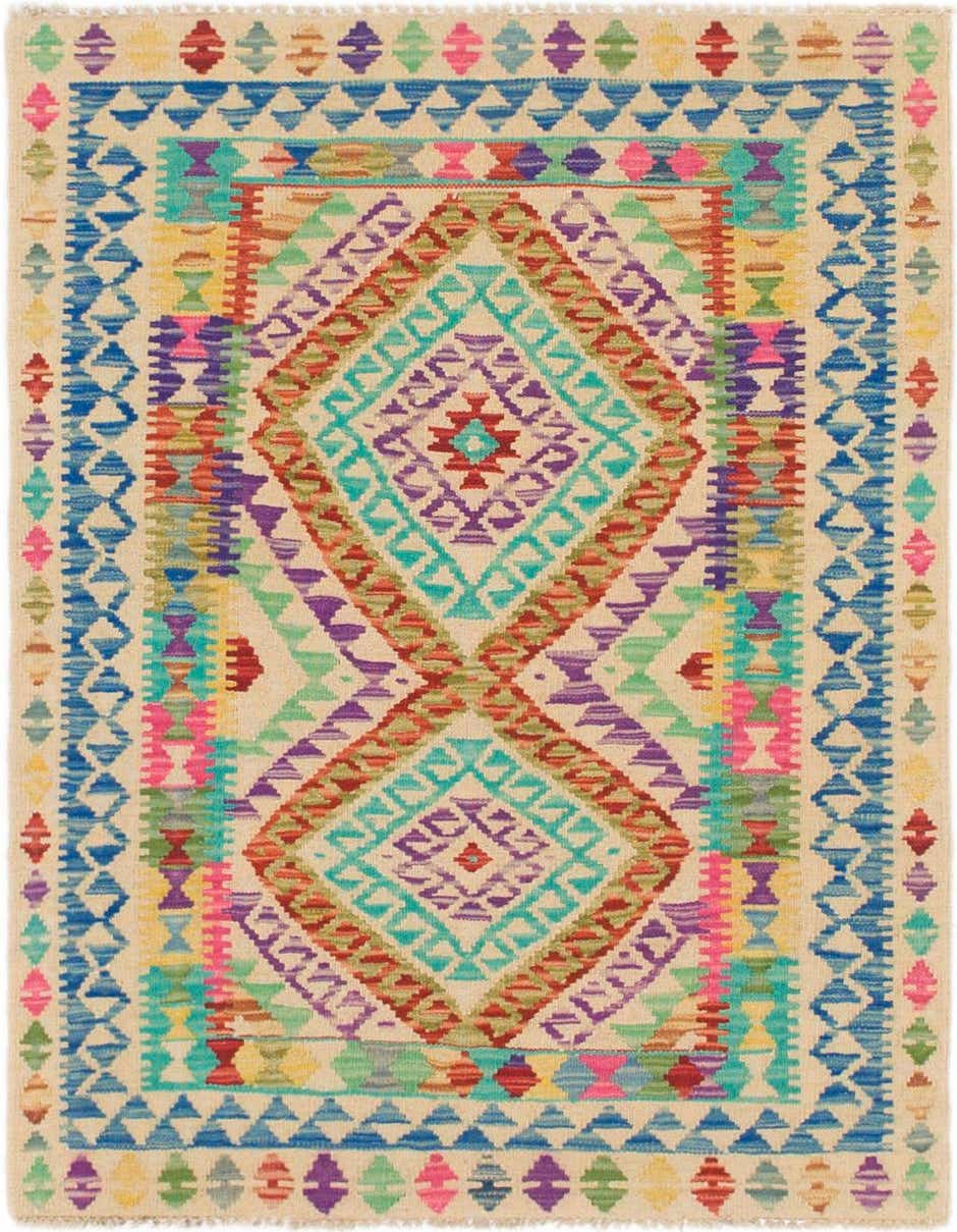 Primary image  2' 9 x 4'  Hand Woven Kilim Maymana Wool Rug