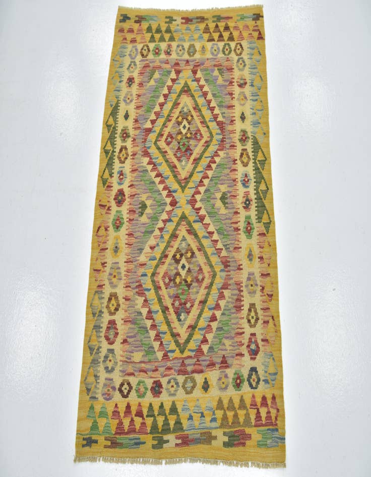 Detail image of  3' 2 x 4' 7  Hand Woven Kilim Maymana Wool Rug